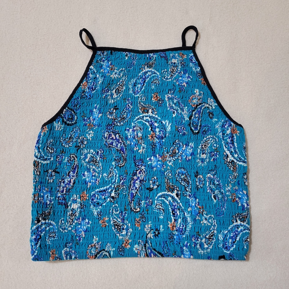 ✨️3/$9✨️ Xhilaration Paisley Teal Bandana Cropped Tank Top